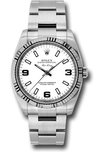 Rolex Watches - Air-King White Gold Fluted Bezel - Style No: 114234wao
