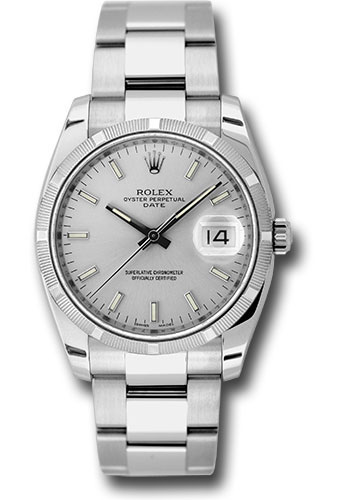 Rolex Watches - Date 34mm Engine Turned Bezel - Oyster Bracelet - Style No: 115210 sio