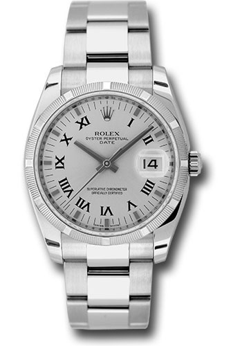 Rolex Watches - Date 34mm Engine Turned Bezel - Oyster Bracelet - Style No: 115210 sro