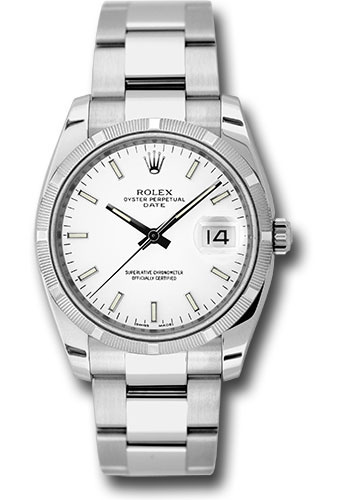 Rolex Watches - Date 34mm Engine Turned Bezel - Oyster Bracelet - Style No: 115210 wio