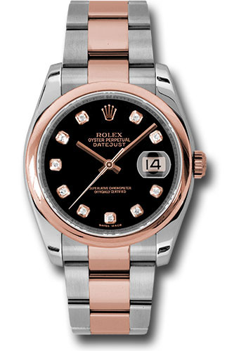 Rolex Watches - Datejust 36mm - Steel and Gold Pink Gold - Domed Bezel - Oyster - Style No: 116201 bkdo