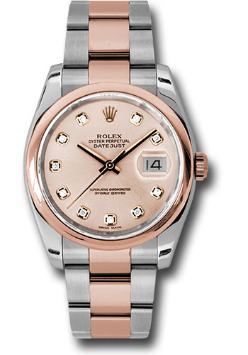 Rolex Watches - Datejust 36mm - Steel and Gold Pink Gold - Domed Bezel - Oyster - Style No: 116201 chdo