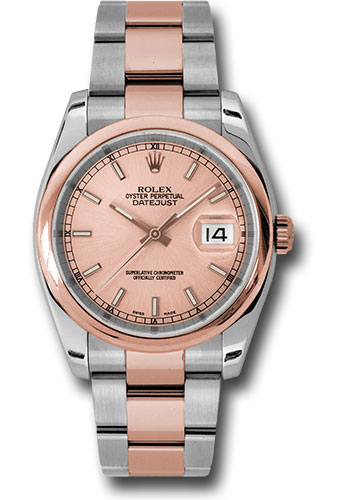 Rolex Watches - Datejust Mens - Steel and Gold Pink Gold - Domed Bezel - Oyster - Style No: 116201chso