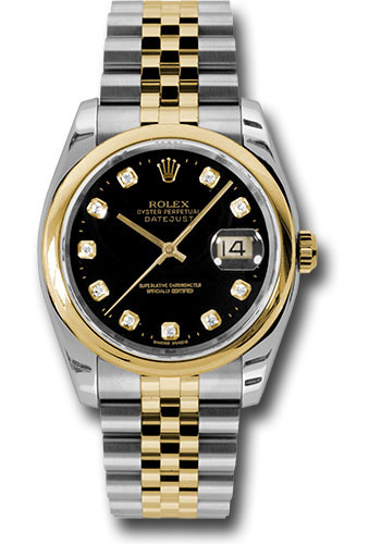 Rolex Watches - Datejust 36mm - Steel and Gold Yellow Gold - Domed Bezel - Jubilee - Style No: 116203 bkdj