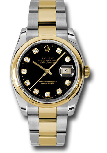 Rolex Watches - Datejust 36mm - Steel and Gold Yellow Gold - Domed Bezel - Oyster - Style No: 116203 bkdo