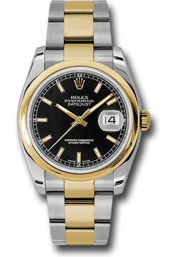 Rolex Watches - Datejust 36mm - Steel and Gold Yellow Gold - Domed Bezel - Oyster - Style No: 116203 bkso