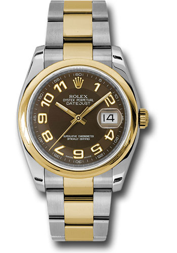 Rolex Watches - Datejust 36mm - Steel and Gold Yellow Gold - Domed Bezel - Oyster - Style No: 116203 brao