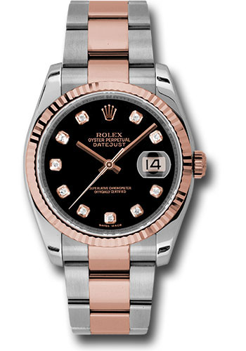 Rolex Watches - Datejust 36mm - Steel and Gold Pink Gold - Fluted Bezel - Oyster - Style No: 116231 bkdo