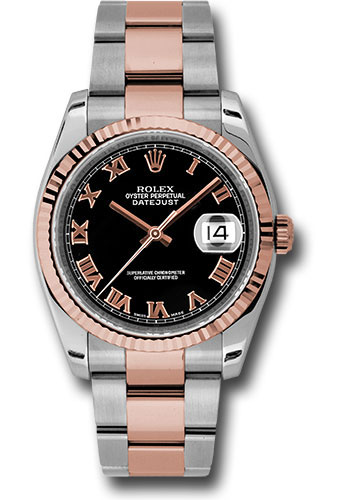 Rolex Watches - Datejust 36mm - Steel and Gold Pink Gold - Fluted Bezel - Oyster - Style No: 116231 bkro