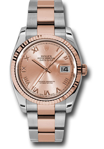 Rolex Watches - Datejust 36mm - Steel and Gold Pink Gold - Fluted Bezel - Oyster - Style No: 116231 chro