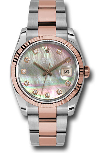 Rolex Watches - Datejust 36mm - Steel and Gold Pink Gold - Fluted Bezel - Oyster - Style No: 116231 dkmdo