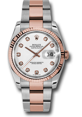 Rolex Watches - Datejust 36mm - Steel and Gold Pink Gold - Fluted Bezel - Oyster - Style No: 116231 wdo