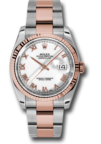 Rolex Watches - Datejust 36mm - Steel and Gold Pink Gold - Fluted Bezel - Oyster - Style No: 116231 wro