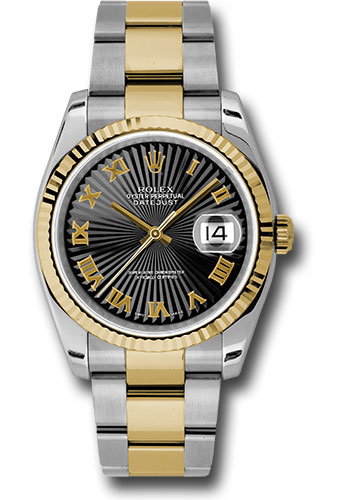 Rolex Watches - Datejust Mens - Steel and Gold Yellow Gold - Fluted Bezel - Oyster - Style No: 116233bksbro