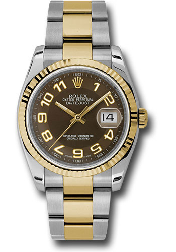 Rolex Watches - Datejust 36mm - Steel and Gold Yellow Gold - Fluted Bezel - Oyster - Style No: 116233 brao