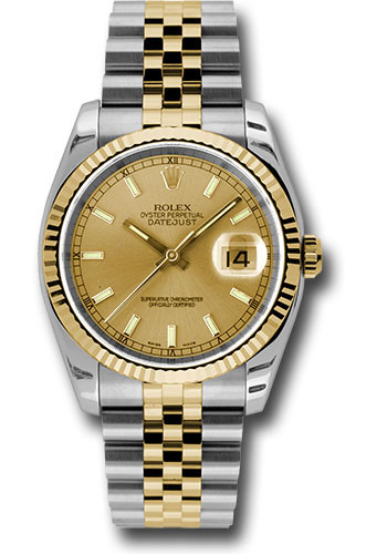 Rolex Watches - Datejust Mens - Steel and Gold Yellow Gold - Fluted Bezel - Jubilee - Style No: 116233chsj
