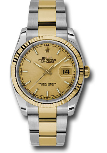 Rolex Watches - Datejust Mens - Steel and Gold Yellow Gold - Fluted Bezel - Oyster - Style No: 116233chso
