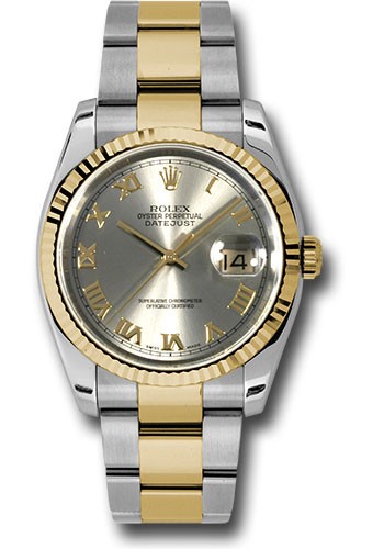 Rolex Watches - Datejust Mens - Steel and Gold Yellow Gold - Fluted Bezel - Oyster - Style No: 116233gro