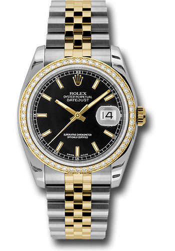Rolex Watches - Datejust 36mm - Steel and Gold Yellow Gold Dia Bezel - Jublilee - Style No: 116243 bkij