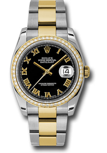 Rolex Watches - Datejust 36mm - Steel and Gold Yellow Gold Dia Bezel - Oyster - Style No: 116243 bkro