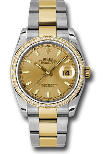 Rolex Watches - Datejust 36mm - Steel and Gold Yellow Gold Dia Bezel - Oyster - Style No: 116243 chio