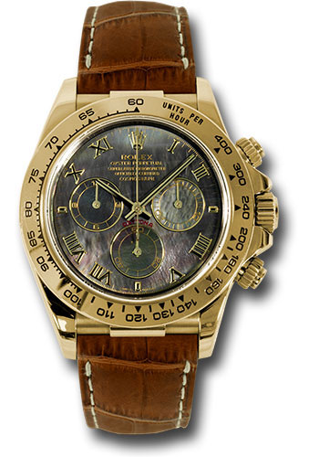 Rolex Watches - Daytona Yellow Gold - Leather Strap - Style No: 116518dkmrbr