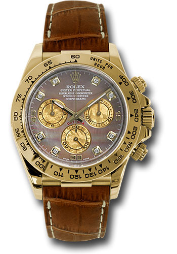 Rolex Watches - Daytona Yellow Gold - Leather Strap - Style No: 116518 dkymbr
