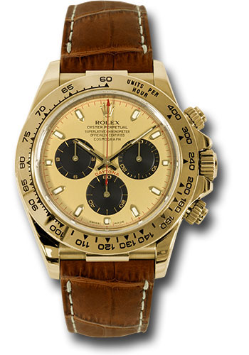 Rolex Watches - Daytona Yellow Gold - Leather Strap - Style No: 116518pnbr
