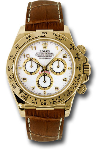 Rolex Watches - Daytona Yellow Gold - Leather Strap - Style No: 116518wabr