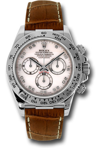 Rolex Watches - Daytona White Gold - Leather Strap - Style No: 116519 mop