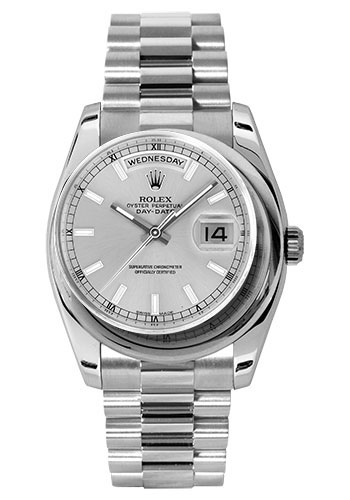 Rolex Watches - Day-Date President Platinum - Domed Bezel - President - Style No: 118206 sip