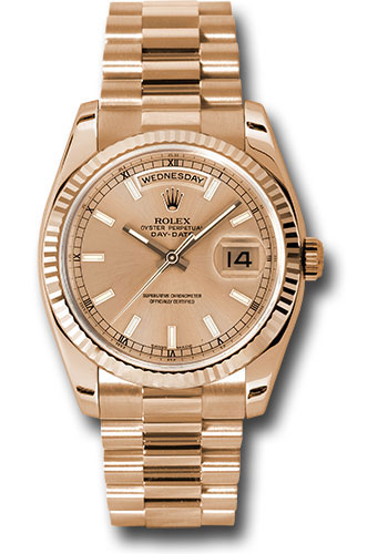 Rolex Watches - Day-Date President Pink Gold - Fluted Bezel - President - Style No: 118235 chsp