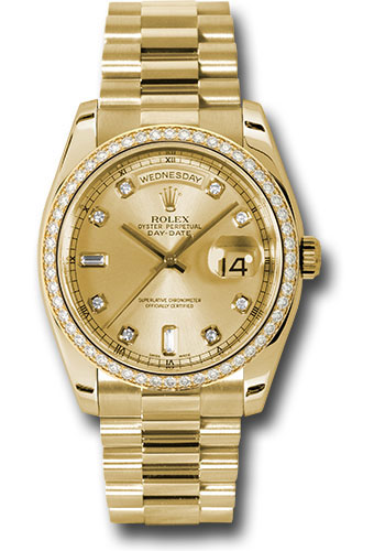 Rolex Watches - Day-Date President Yellow Gold - Dia Bezel - President - Style No: 118348chd
