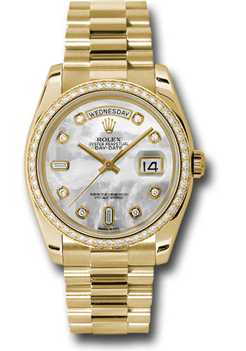 Rolex Watches - Day-Date President Yellow Gold - Dia Bezel - President - Style No: 118348 mdp