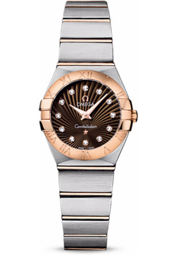 Omega Watches - Constellation Quartz 24 mm Brushed Steel and Red Gold - Style No: 123.20.24.60.63.001