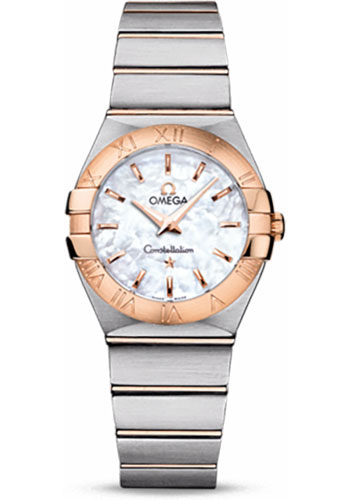 Omega Watches - Constellation Quartz 27 mm Brushed Steel and Red Gold - Style No: 123.20.27.60.05.001