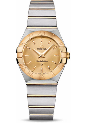 Omega Watches - Constellation Quartz 27 mm Brushed Steel and Yellow Gold - Style No: 123.20.27.60.08.001