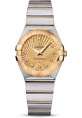 Omega Watches - Constellation Quartz 27 mm Brushed Steel and Yellow Gold - Style No: 123.20.27.60.58.001