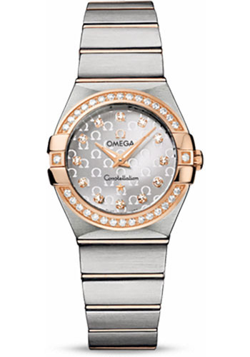 Omega Watches - Constellation Quartz 27 mm Brushed Steel and Red Gold - Style No: 123.25.27.60.52.001