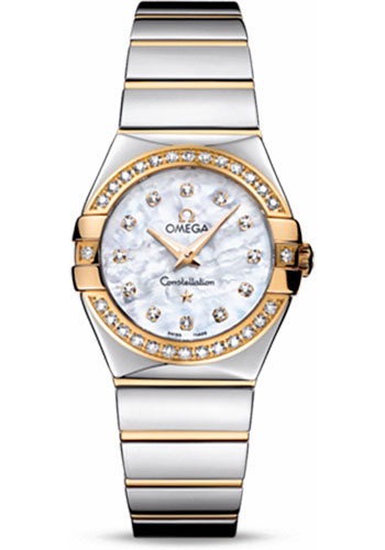 Omega Watches - Constellation Quartz 27 mm Polished Steel and Yellow Gold - Style No: 123.25.27.60.55.007