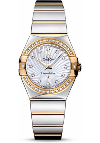 Omega Watches - Constellation Quartz 27 mm Polished Steel and Yellow Gold - Style No: 123.25.27.60.55.008
