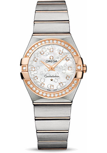 Omega Watches - Constellation Quartz 27 mm Brushed Steel and Red Gold - Style No: 123.25.27.60.55.009