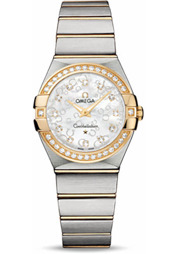 Omega Watches - Constellation Quartz 27 mm Brushed Steel and Yellow Gold - Style No: 123.25.27.60.55.010