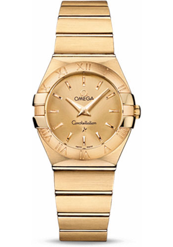 Omega Watches - Constellation Quartz 27 mm Brushed Yellow Gold - Style No: 123.50.27.60.08.001