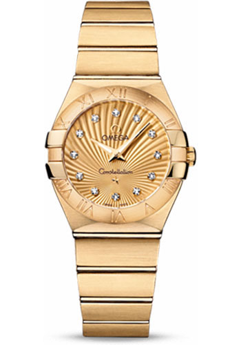 Omega Watches - Constellation Quartz 27 mm Brushed Yellow Gold - Style No: 123.50.27.60.58.001