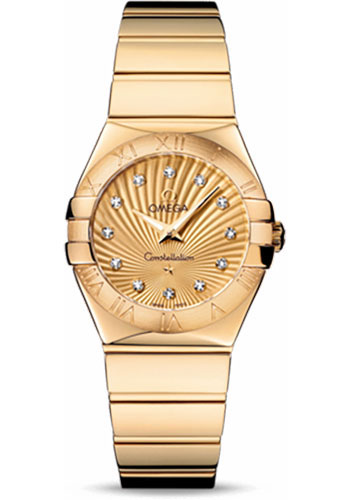 Omega Watches - Constellation Quartz 27 mm Polished Yellow Gold - Style No: 123.50.27.60.58.002
