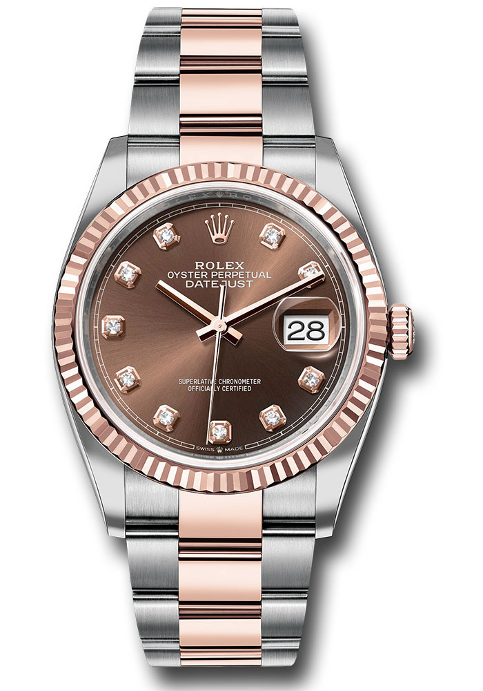 Rolex Watches - Datejust 36 Steel and Pink Gold - Fluted Bezel - Oyster - Style No: 126231 chodo
