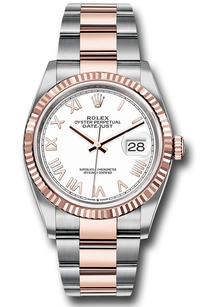 Rolex Watches - Datejust 36 Steel and Pink Gold - Fluted Bezel - Oyster - Style No: 126231 whnro