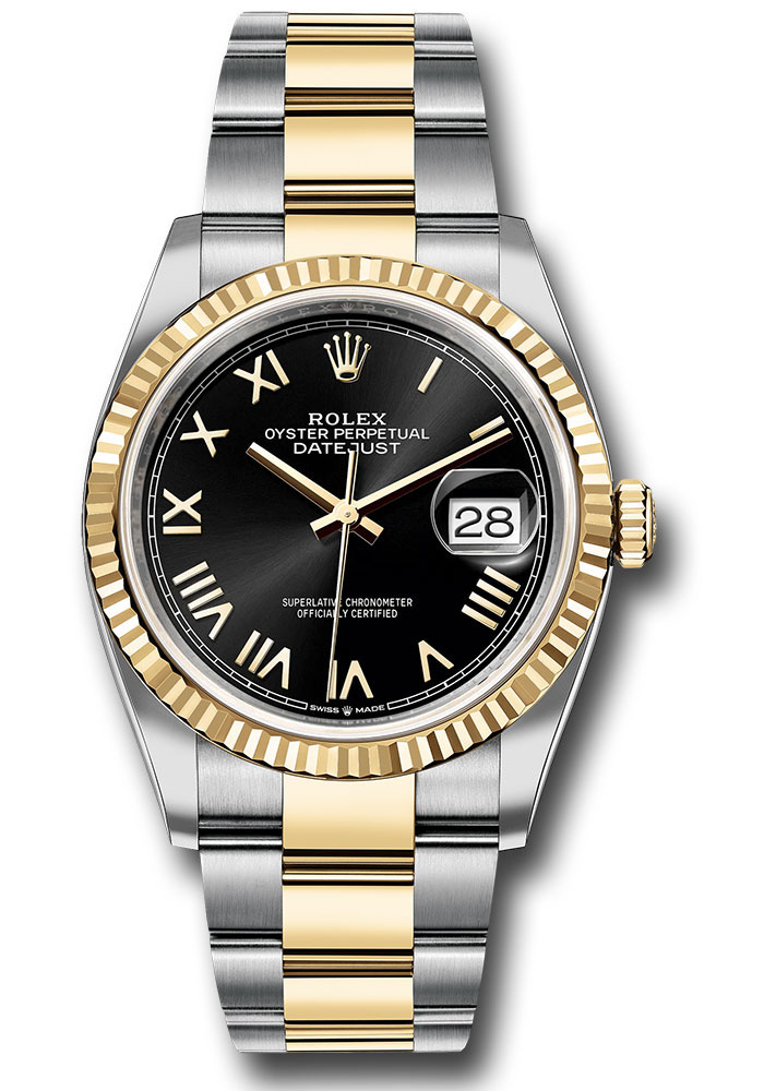 Rolex Watches - Datejust 36 Steel and Yellow Gold - Fluted Bezel - Oyster - Style No: 126233 bknro