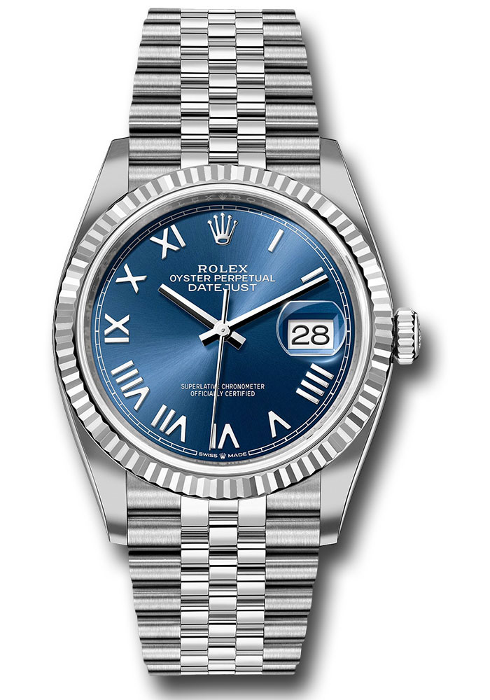 Rolex Watches - Datejust 36 Steel and White Gold - Fluted Bezel - Jubilee - Style No: 126234 blunrj